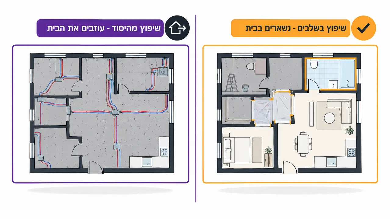 לגור בבית בזמן השיפוץ?