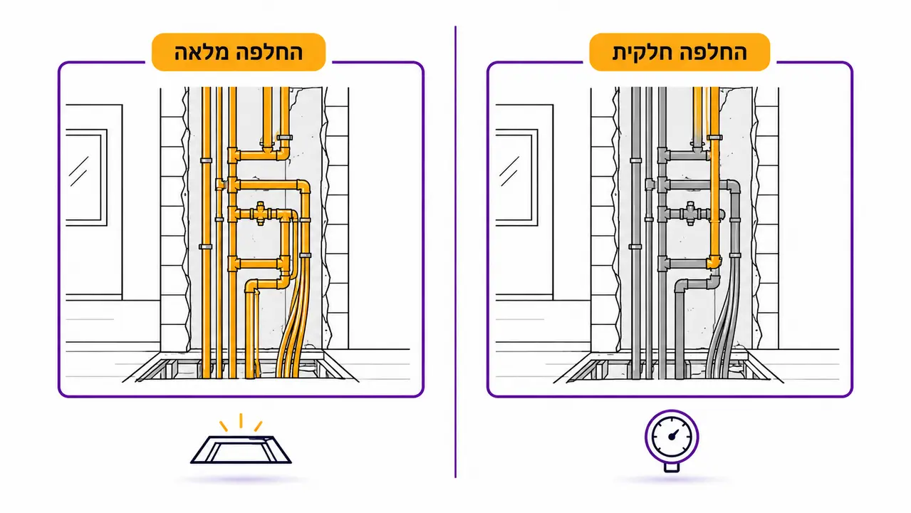 צנרת, חלקית או מלאה