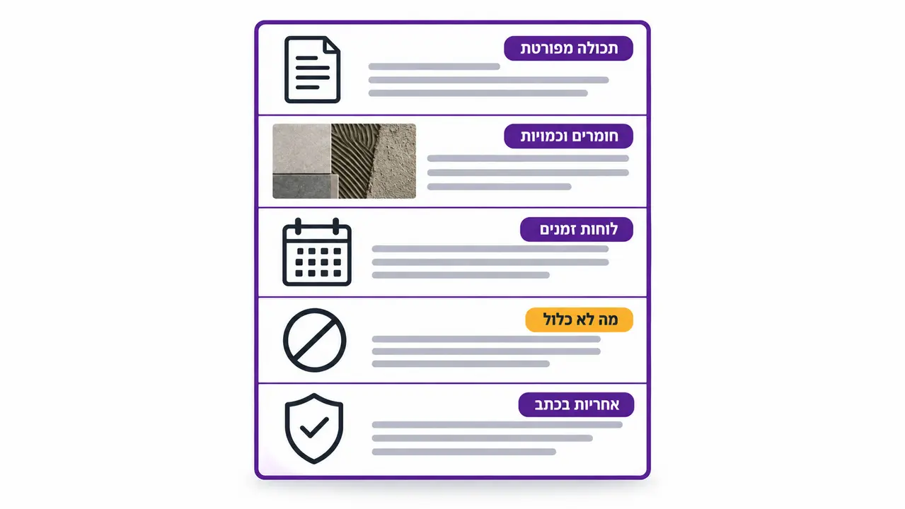 מה חייב להופיע בהצעת מחיר