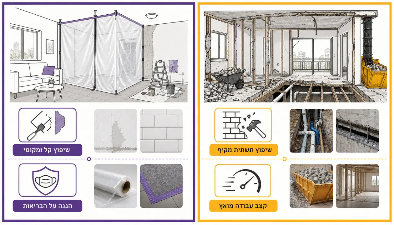 מגורים בבית בזמן ביצוע השיפוץ